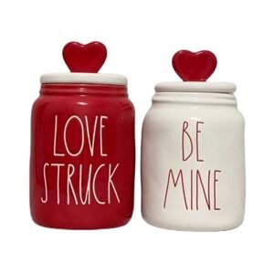 Rae Dunn‎ Love Struck & Be Mine Valentine  Canister Set with Heart Toper